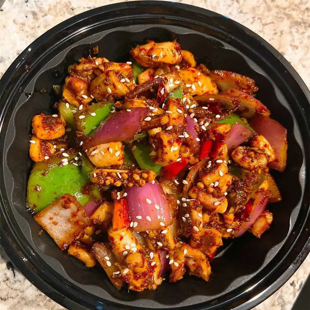Meet-Up-Restaurant-Chinese-restaurant-Spicy-Fried-Cuttlefish-CA Spicy - Fried Cuttlefish is cuttlefish stir - fried with spicy seasonings at Meet Up Restaurant, a Chinese restaurant in CA
